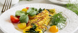What is the calorie content of an omelet for 2 eggs?