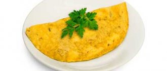 What is the calorie content of an omelet with milk made from 3 eggs?