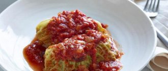 Calorie content of cabbage rolls
