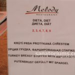 An example of a menu with meals according to the number system of diets