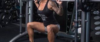 Smith squat for girls. Technique for performing on the buttocks, knees, one leg, quadriceps, frontal with narrow, wide stance of the legs 