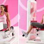Leg raises while sitting in the exercise machine